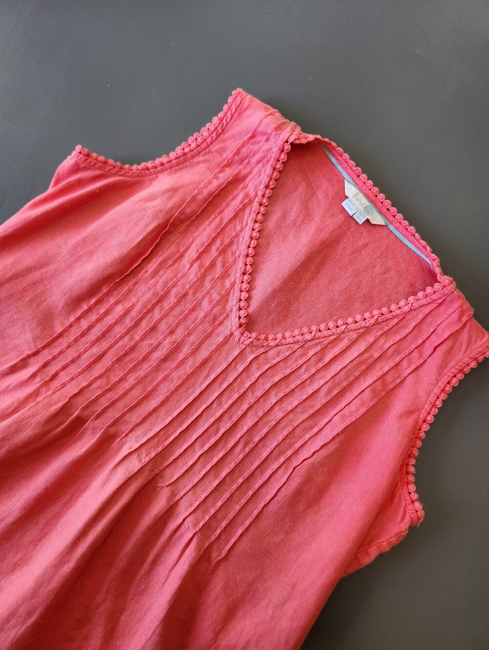 Boden Valencia Sleeveless Linen Blouse Bright Pink Size 6 S/M Travel Lagenlook